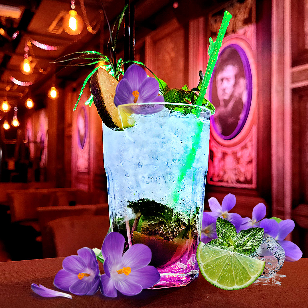Mojito Violette - Feuilles de Menthe, Sucre de Canne, Violette, Glace Pilée,