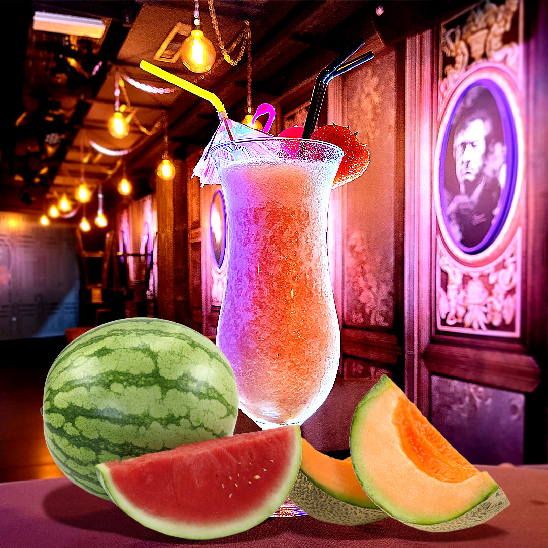 Melon / Pastèque ( Fruit de saison ) - Pastèque, Melon, Jus d’Orange, Glaçons, Sucre de Canne